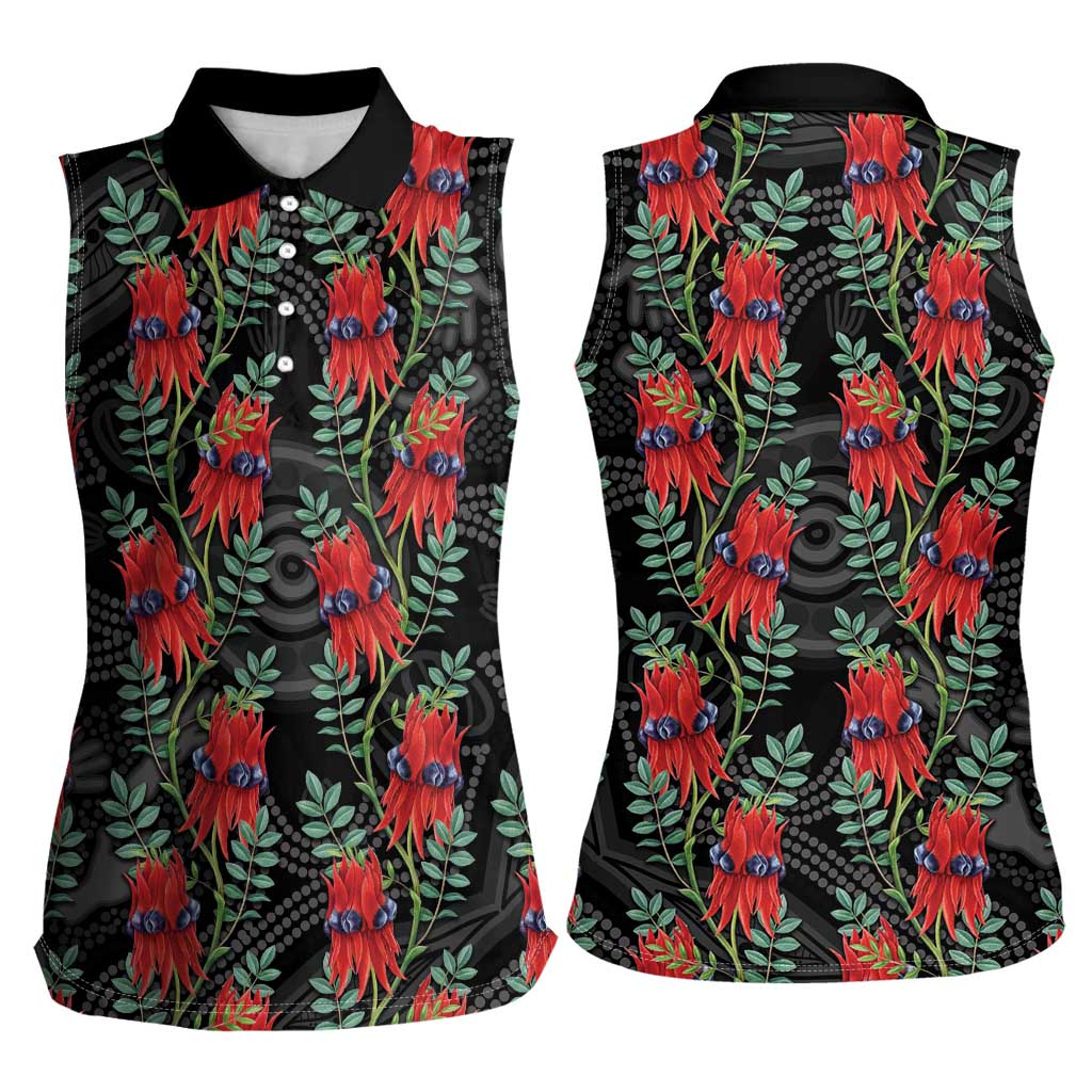 Australia Sturt's Desert Pea Women Sleeveless Polo Shirt Aussie Native Flowers Indigenous Art - Aussie Hoodie