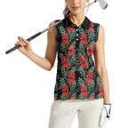 Australia Sturt's Desert Pea Women Sleeveless Polo Shirt Aussie Native Flowers Indigenous Art - Aussie Hoodie