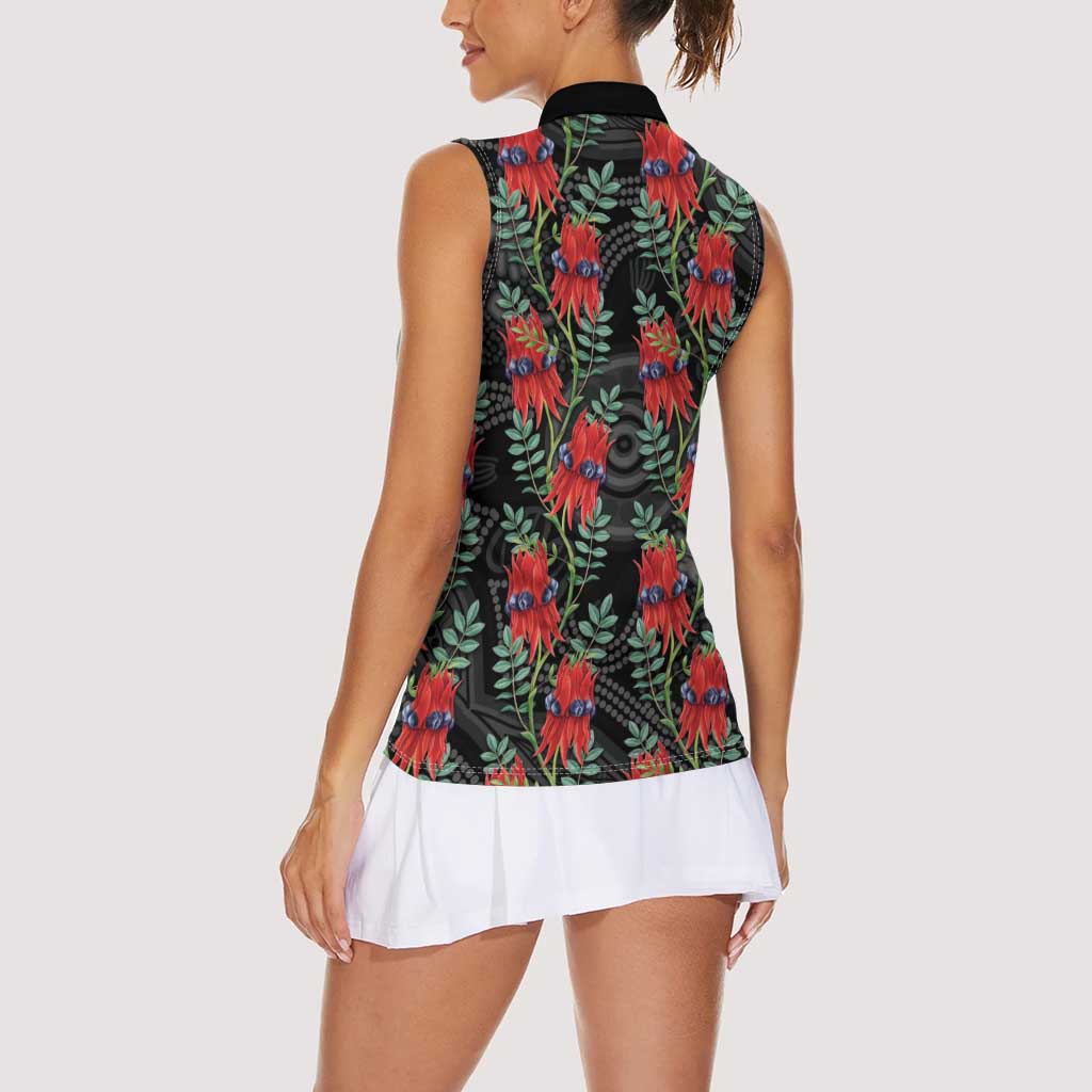 Australia Sturt's Desert Pea Women Sleeveless Polo Shirt Aussie Native Flowers Indigenous Art - Aussie Hoodie