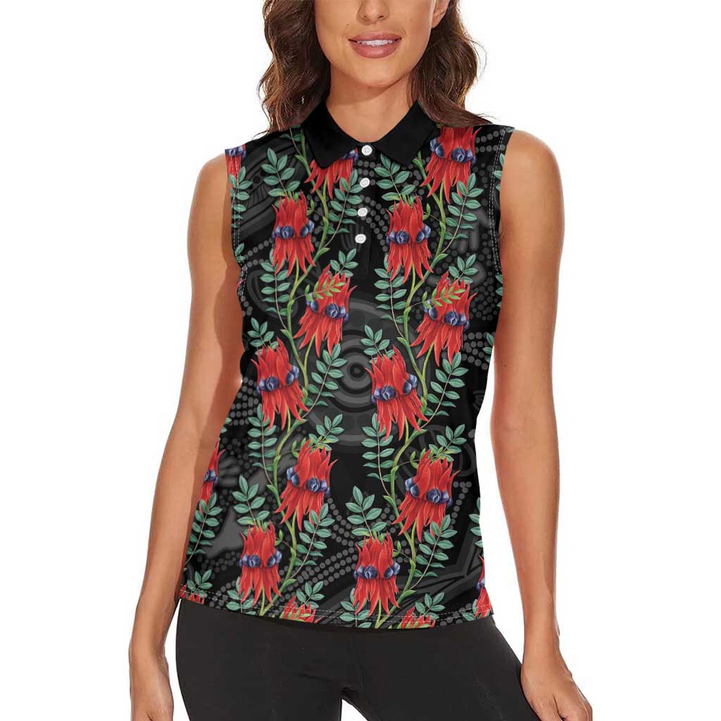 Australia Sturt's Desert Pea Women Sleeveless Polo Shirt Aussie Native Flowers Indigenous Art - Aussie Hoodie