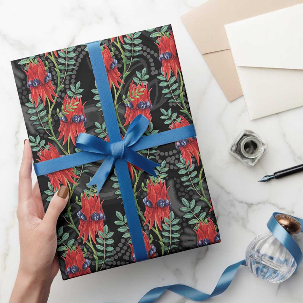 Australia Sturt's Desert Pea Wrapping Paper Aussie Native Flowers Indigenous Art - Aussie Hoodie