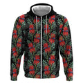 Australia Sturt's Desert Pea Zip Hoodie Aussie Native Flowers Indigenous Art - Aussie Hoodie