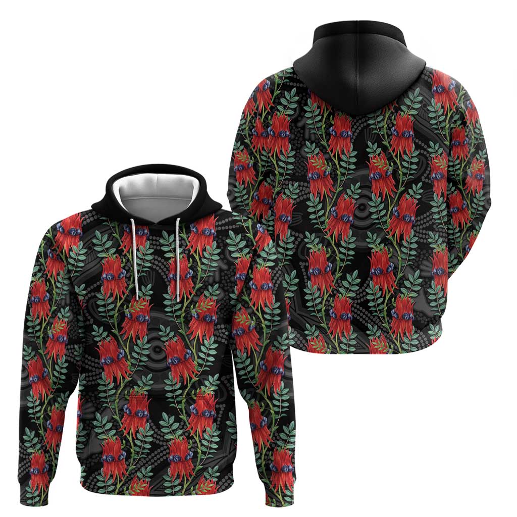 Australia Sturt's Desert Pea Zip Hoodie Aussie Native Flowers Indigenous Art - Aussie Hoodie