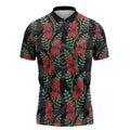 Australia Sturt's Desert Pea Zipper Polo Shirt Aussie Native Flowers Indigenous Art - Aussie Hoodie
