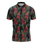 Australia Sturt's Desert Pea Zipper Polo Shirt Aussie Native Flowers Indigenous Art - Aussie Hoodie