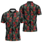 Australia Sturt's Desert Pea Zipper Polo Shirt Aussie Native Flowers Indigenous Art - Aussie Hoodie