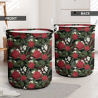 Australia Waratah Flannel Flower Laundry Basket Aussie Native Flowers Seamless Stylized - Aussie Hoodie