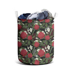Australia Waratah Flannel Flower Laundry Basket Aussie Native Flowers Seamless Stylized - Aussie Hoodie