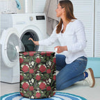 Australia Waratah Flannel Flower Laundry Basket Aussie Native Flowers Seamless Stylized - Aussie Hoodie