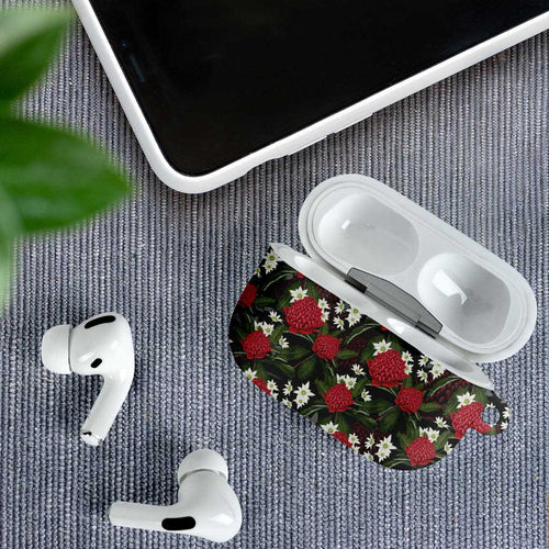 Australia Waratah Flannel Flower AirPods Case Aussie Native Flowers Seamless Stylized - Aussie Hoodie