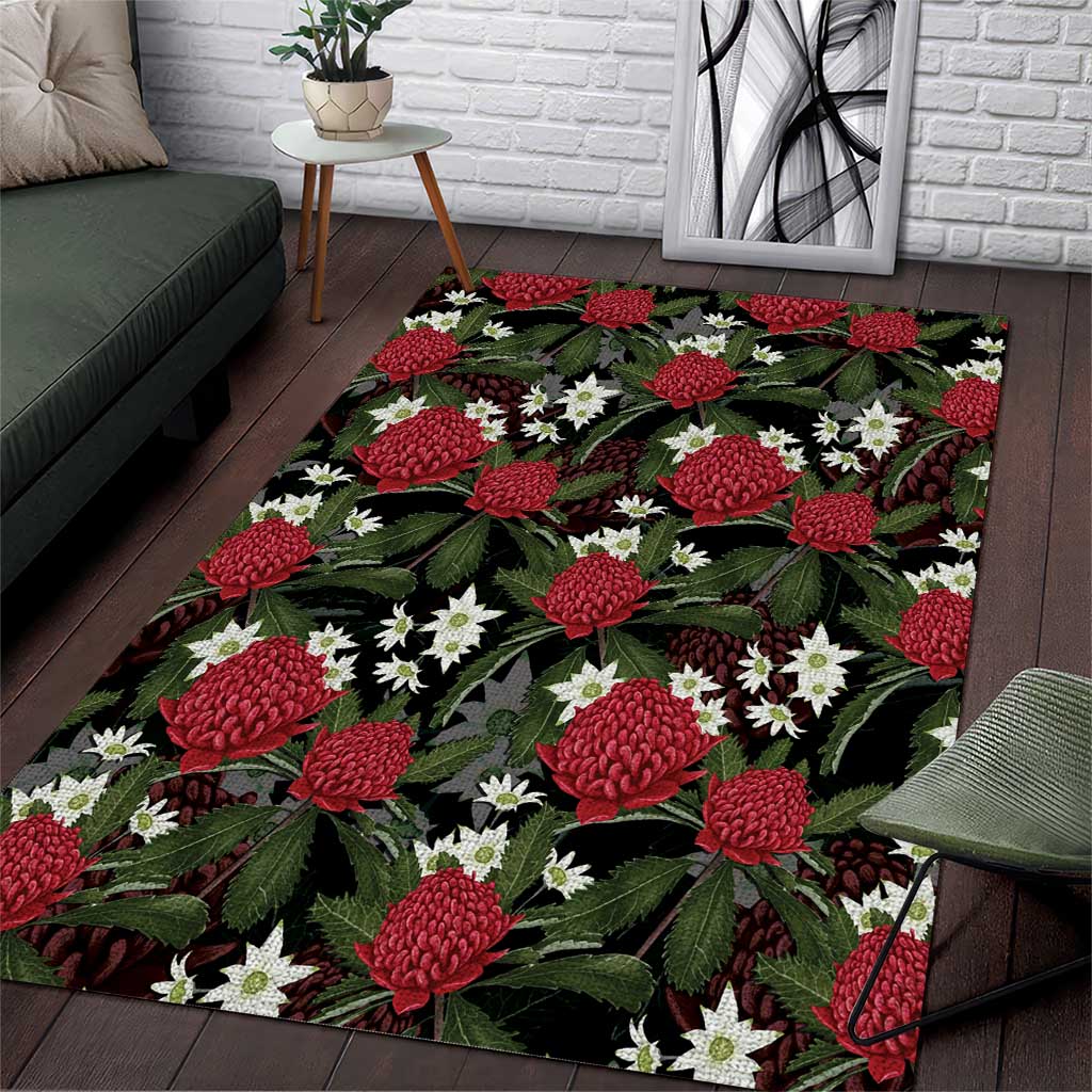 Australia Waratah Flannel Flower Area Rug Aussie Native Flowers Seamless Stylized - Aussie Hoodie