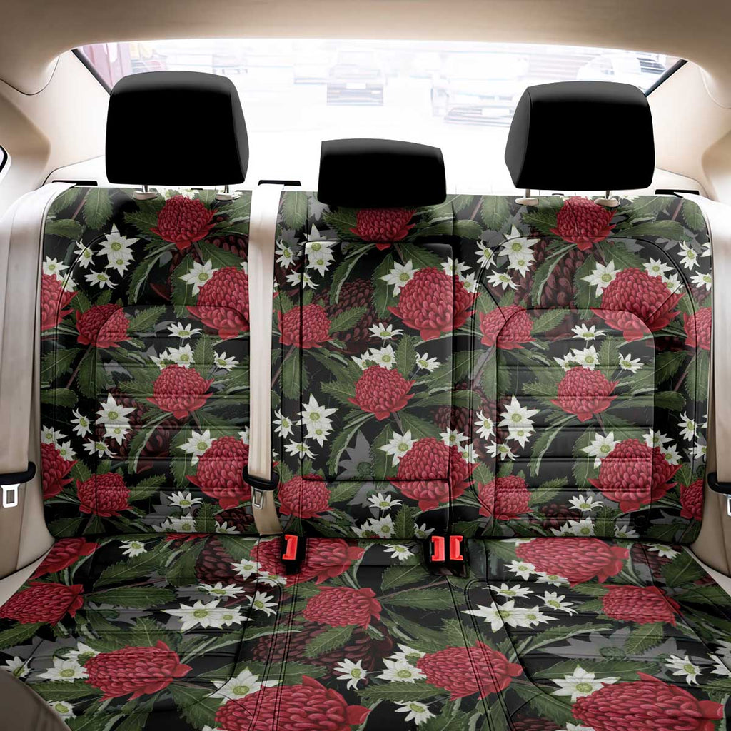 Australia Waratah Flannel Flower Back Car Seat Cover Aussie Native Flowers Seamless Stylized - Aussie Hoodie