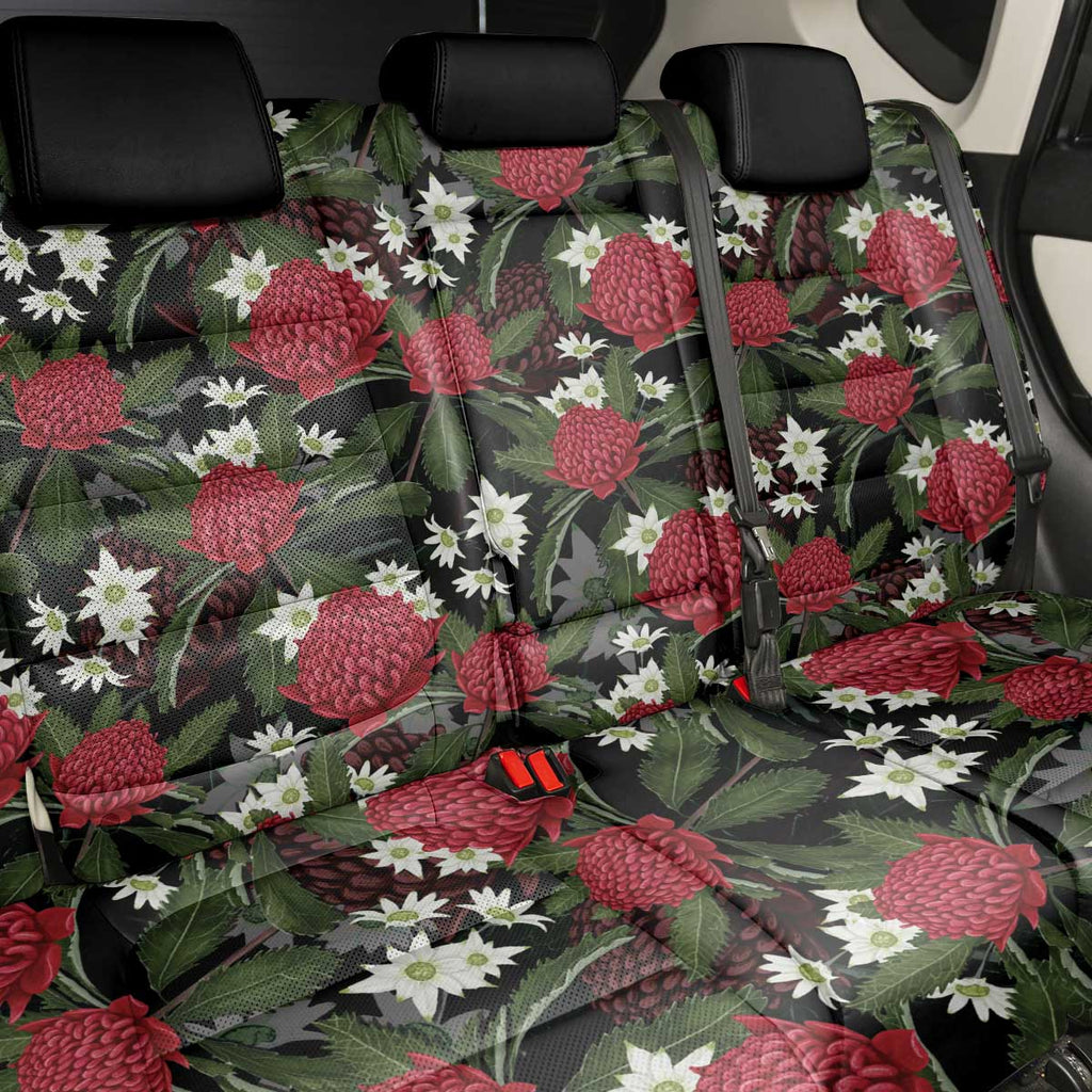 Australia Waratah Flannel Flower Back Car Seat Cover Aussie Native Flowers Seamless Stylized - Aussie Hoodie
