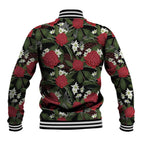 Australia Waratah Flannel Flower Baseball Jacket Aussie Native Flowers Seamless Stylized - Aussie Hoodie