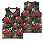 Australia Waratah Flannel Flower Basketball Jersey Aussie Native Flowers Seamless Stylized - Aussie Hoodie