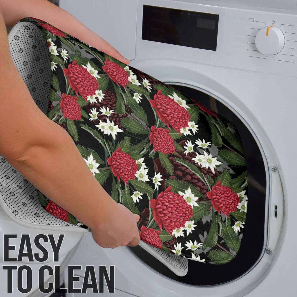 Australia Waratah Flannel Flower Bathroom Set Aussie Native Flowers Seamless Stylized - Aussie Hoodie