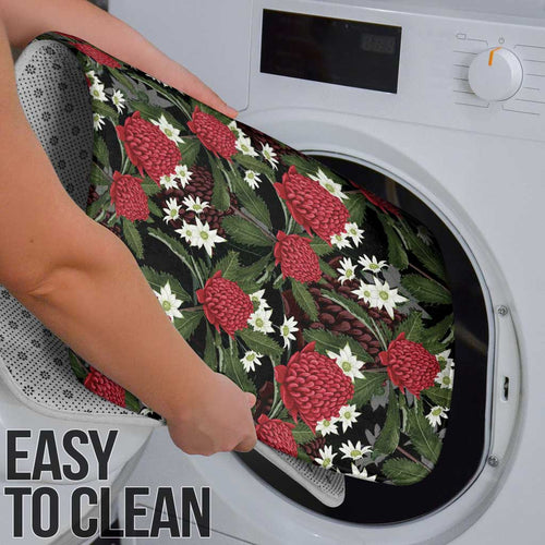 Australia Waratah Flannel Flower Bathroom Set Aussie Native Flowers Seamless Stylized - Aussie Hoodie