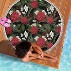 Australia Waratah Flannel Flower Beach Blanket Aussie Native Flowers Seamless Stylized - Aussie Hoodie