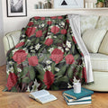 Australia Waratah Flannel Flower Blanket Aussie Native Flowers Seamless Stylized - Aussie Hoodie