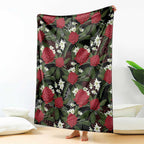 Australia Waratah Flannel Flower Blanket Aussie Native Flowers Seamless Stylized - Aussie Hoodie