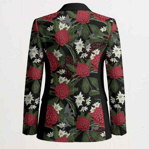Australia Waratah Flannel Flower Blazer Aussie Native Flowers Seamless Stylized - Aussie Hoodie