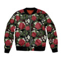Australia Waratah Flannel Flower Bomber Jacket Aussie Native Flowers Seamless Stylized - Aussie Hoodie