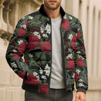 Australia Waratah Flannel Flower Bomber Puffer Jacket Aussie Native Flowers Seamless Stylized - Aussie Hoodie
