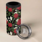 Australia Waratah Flannel Flower 4 in 1 Can Cooler Tumbler Aussie Native Flowers Seamless Stylized - Aussie Hoodie