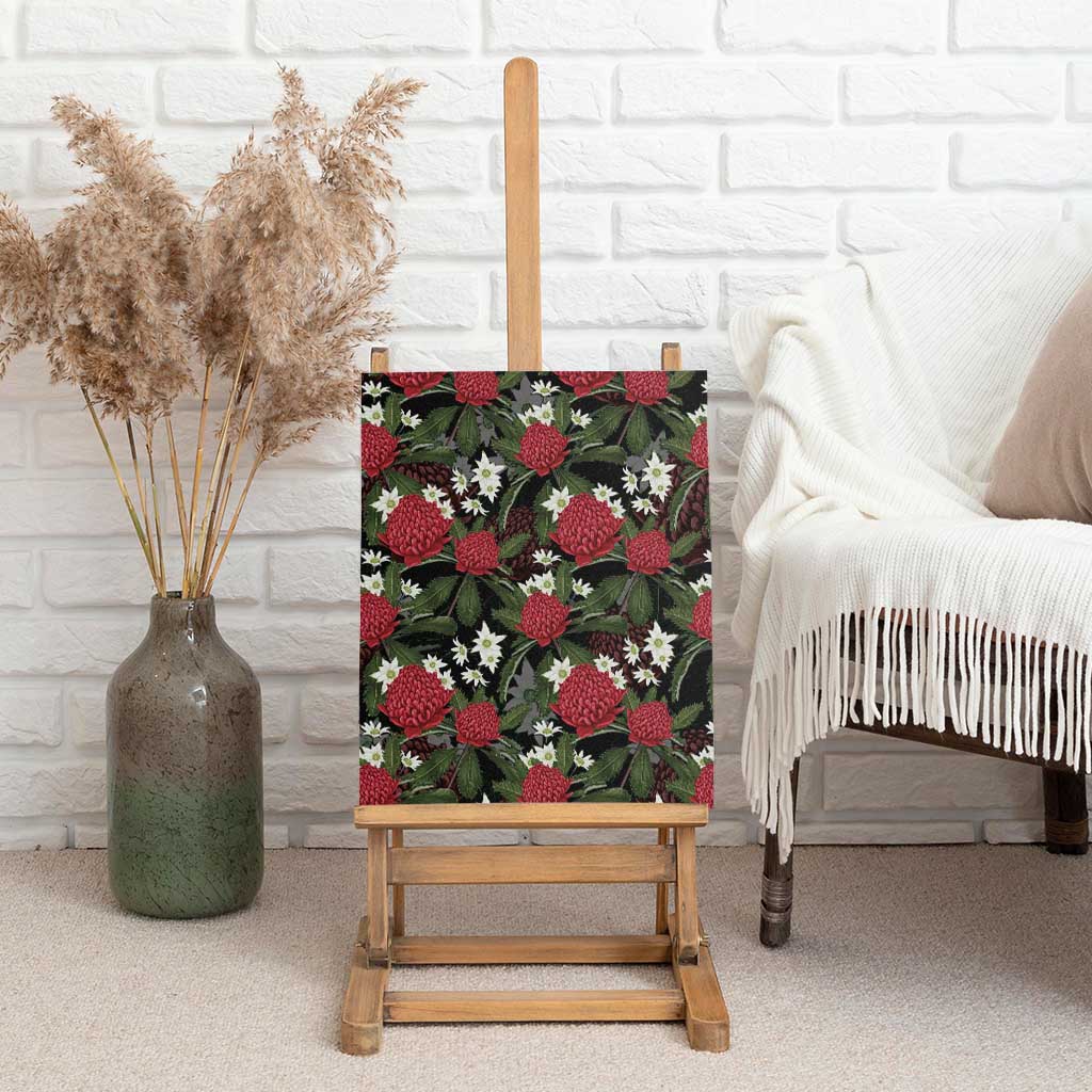 Australia Waratah Flannel Flower Canvas Wall Art Aussie Native Flowers Seamless Stylized - Aussie Hoodie