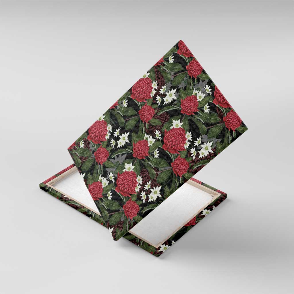 Australia Waratah Flannel Flower Canvas Wall Art Aussie Native Flowers Seamless Stylized - Aussie Hoodie
