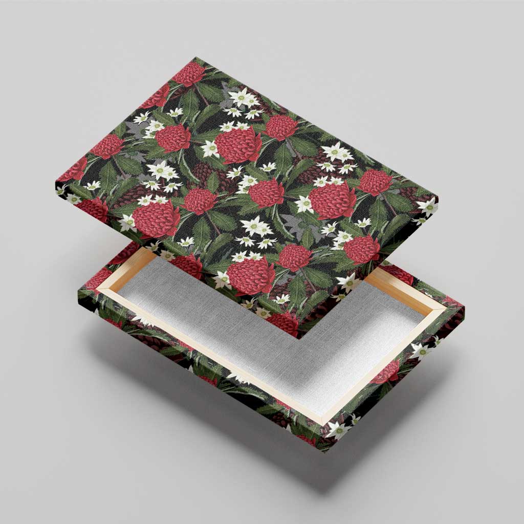 Australia Waratah Flannel Flower Canvas Wall Art Aussie Native Flowers Seamless Stylized - Aussie Hoodie