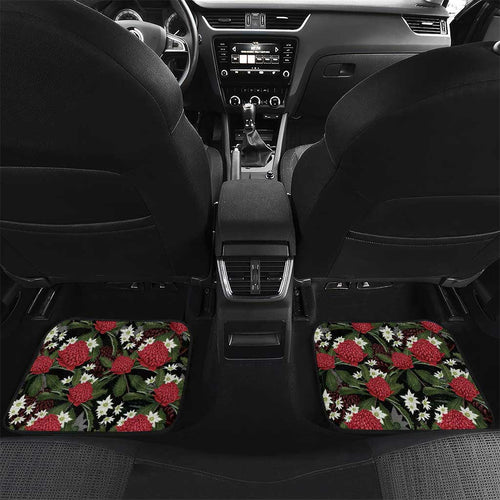 Australia Waratah Flannel Flower Car Mats Aussie Native Flowers Seamless Stylized - Aussie Hoodie
