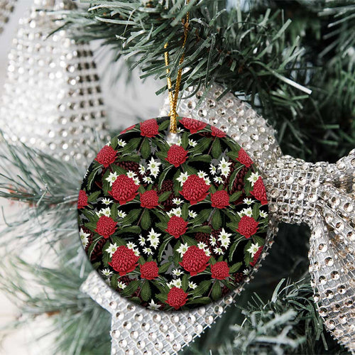 Australia Waratah Flannel Flower Ceramic Ornament Aussie Native Flowers Seamless Stylized - Aussie Hoodie
