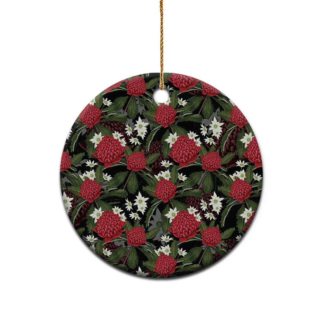 Australia Waratah Flannel Flower Ceramic Ornament Aussie Native Flowers Seamless Stylized - Aussie Hoodie