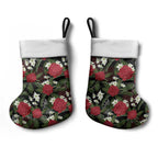 Australia Waratah Flannel Flower Christmas Stocking Aussie Native Flowers Seamless Stylized - Aussie Hoodie