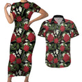 Australia Waratah Flannel Flower Couples Matching Short Sleeve Bodycon Dress and Hawaiian Shirt Aussie Native Flowers Seamless Stylized - Aussie Hoodie