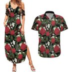 Australia Waratah Flannel Flower Couples Matching Summer Maxi Dress and Hawaiian Shirt Aussie Native Flowers Seamless Stylized - Aussie Hoodie