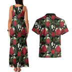 Australia Waratah Flannel Flower Couples Matching Tank Maxi Dress and Hawaiian Shirt Aussie Native Flowers Seamless Stylized - Aussie Hoodie
