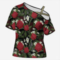 Australia Waratah Flannel Flower Cross Shoulder Shirt Aussie Native Flowers Seamless Stylized - Aussie Hoodie