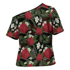 Australia Waratah Flannel Flower Cross Shoulder Shirt Aussie Native Flowers Seamless Stylized - Aussie Hoodie