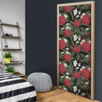 Australia Waratah Flannel Flower Door Cover Aussie Native Flowers Seamless Stylized - Aussie Hoodie
