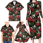 Australia Waratah Flannel Flower Family Matching Long Sleeve Bodycon Dress and Hawaiian Shirt Aussie Native Flowers Seamless Stylized - Aussie Hoodie