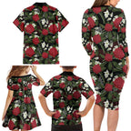 Australia Waratah Flannel Flower Family Matching Long Sleeve Bodycon Dress and Hawaiian Shirt Aussie Native Flowers Seamless Stylized - Aussie Hoodie