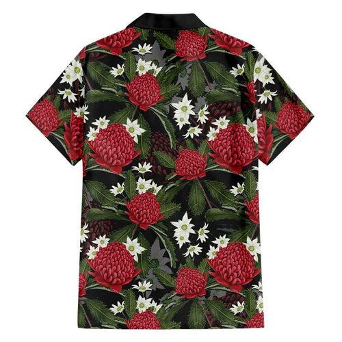 Australia Waratah Flannel Flower Family Matching Long Sleeve Bodycon Dress and Hawaiian Shirt Aussie Native Flowers Seamless Stylized - Aussie Hoodie