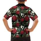 Australia Waratah Flannel Flower Family Matching Off The Shoulder Long Sleeve Dress and Hawaiian Shirt Aussie Native Flowers Seamless Stylized - Aussie Hoodie