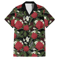Australia Waratah Flannel Flower Family Matching Off The Shoulder Long Sleeve Dress and Hawaiian Shirt Aussie Native Flowers Seamless Stylized - Aussie Hoodie