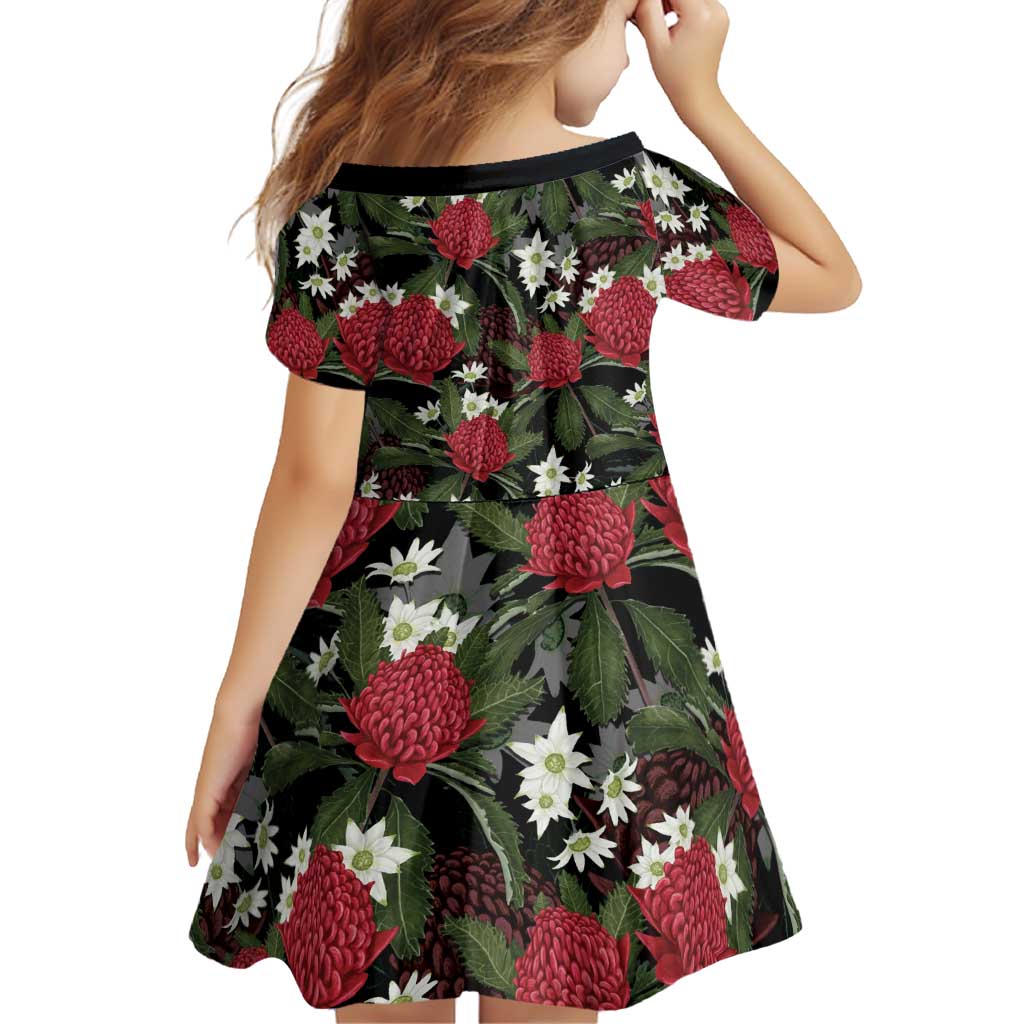 Australia Waratah Flannel Flower Family Matching Off Shoulder Maxi Dress and Hawaiian Shirt Aussie Native Flowers Seamless Stylized - Aussie Hoodie