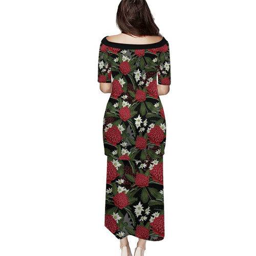 Australia Waratah Flannel Flower Family Matching Puletasi and Hawaiian Shirt Aussie Native Flowers Seamless Stylized - Aussie Hoodie