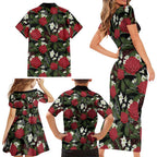 Australia Waratah Flannel Flower Family Matching Short Sleeve Bodycon Dress and Hawaiian Shirt Aussie Native Flowers Seamless Stylized - Aussie Hoodie