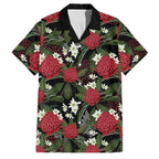 Australia Waratah Flannel Flower Family Matching Short Sleeve Bodycon Dress and Hawaiian Shirt Aussie Native Flowers Seamless Stylized - Aussie Hoodie